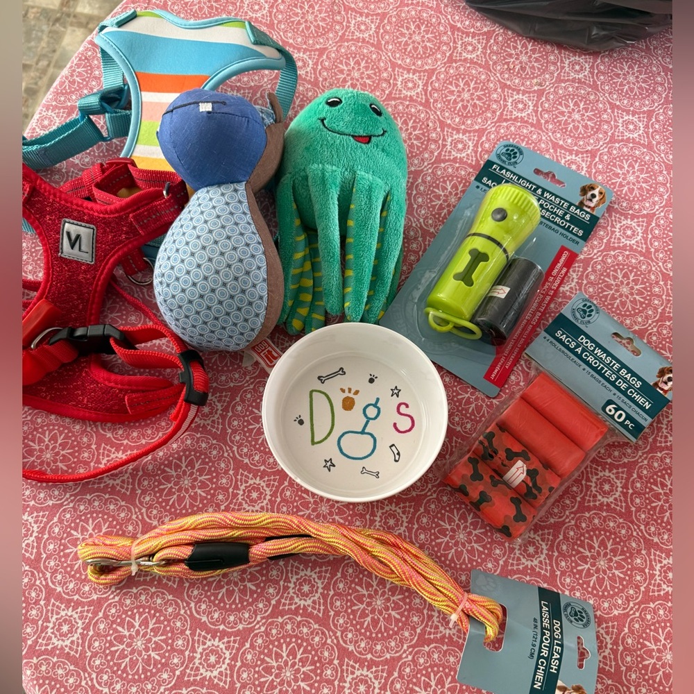 Dog Lot for a Smaller Size Dog Leash Harnesses LED Collar Bowl Toys Bags